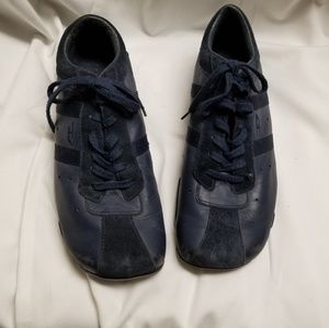 Diesel mens dark blue leather sneakers